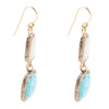 White Mother of Pearl and Blue turquoise Golden Bronze Drop Earrings - Barse Jewelry