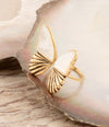 White Mother of Pearl Golden Butterfly Statement Ring - Barse Jewelry