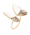 White Mother of Pearl Golden Butterfly Statement Ring - Barse Jewelry