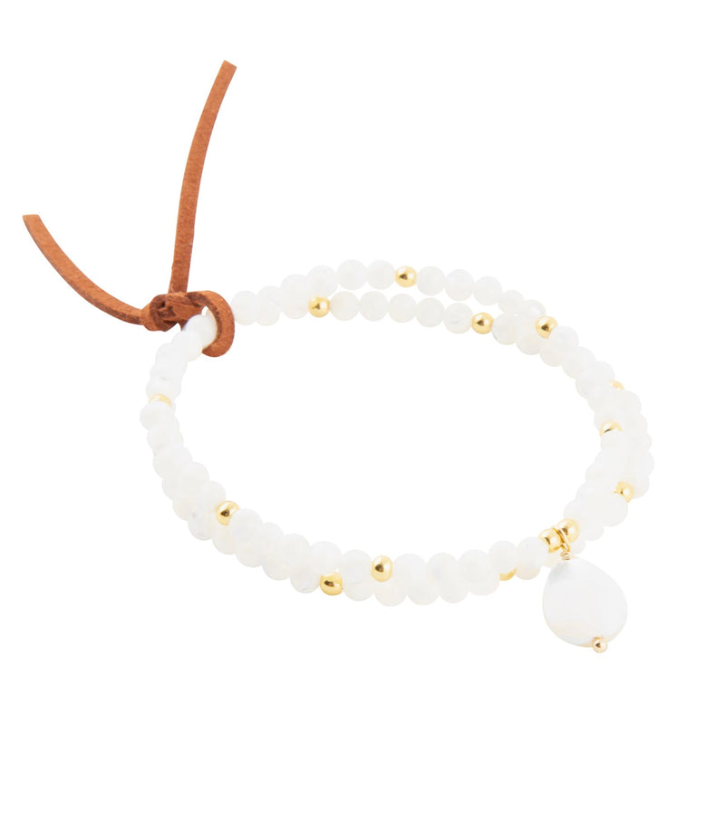 White Mother of Pearl Stretch Golden Bracelet - Barse Jewelry