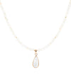 White Mother of Pearl Tear Drop Golden Pendant Necklace - Barse Jewelry