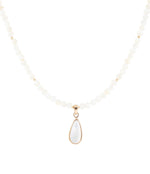 White Mother of Pearl Tear Drop Golden Pendant Necklace - Barse Jewelry