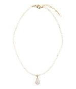 White Mother of Pearl Tear Drop Golden Pendant Necklace - Barse Jewelry