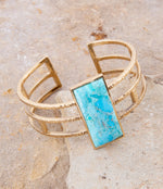 Willa Blue Turquoise Golden Cuff Bracelet - Barse Jewelry