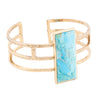 Willa Blue Turquoise Golden Cuff Bracelet - Barse Jewelry