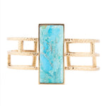 Willa Blue Turquoise Golden Cuff Bracelet - Barse Jewelry