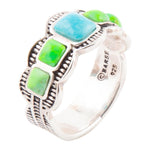 Zion Blue and Lime Green Turquoise Sterling Silver Ring - Barse Jewelry