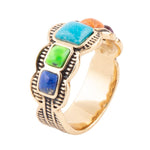 Zion Blue Turquoise Colorful Golden Ring - Barse Jewelry