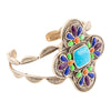 Zion Blue Turquoise Multi - Stone Golden Cuff Bracelet - Barse Jewelry