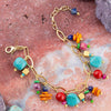 Zion Colorful Stone Charm Golden Bracelet - Barse Jewelry