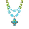 Zion Lime Green and Blue Turquoise and Sterling Silver Statement Necklace - Barse Jewelry