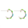Zion Lime Green and Blue Turquoise Sterling Silver Hoop Earrings - Barse Jewelry