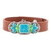 Zion Mixed Blue Turquoise and Lime Green Turquoise Sterling Silver Leather Bracelet - Barse Jewelry
