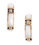 Baguette Mother of Pearl Hoop Earrings - Barse Jewelry