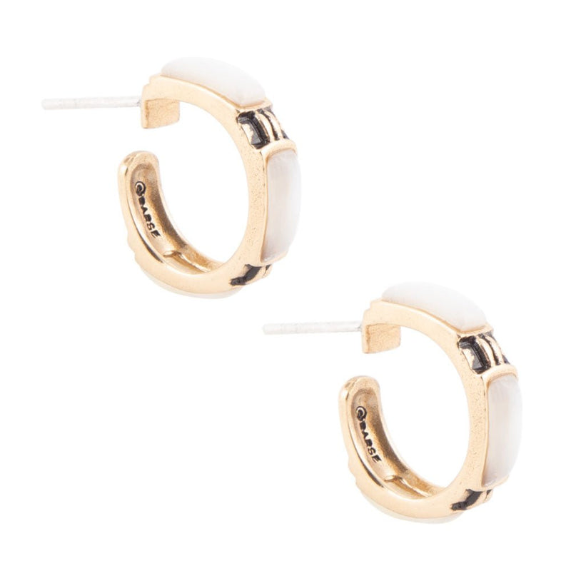 Baguette Mother of Pearl Hoop Earrings - Barse Jewelry