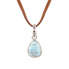 Basic Larimar and Sterling Silver Pendant Leather Necklace - Barse Jewelry