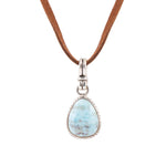 Basic Larimar and Sterling Silver Pendant Leather Necklace - Barse Jewelry