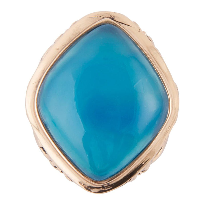 Blue Agate Scrolled Bronze Ring - Barse Jewelry