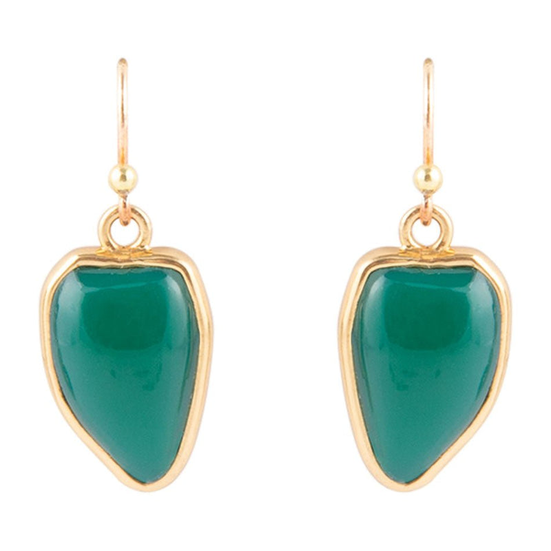 Barse Bronze and Turquoise Heart Drop Earrings - Gold