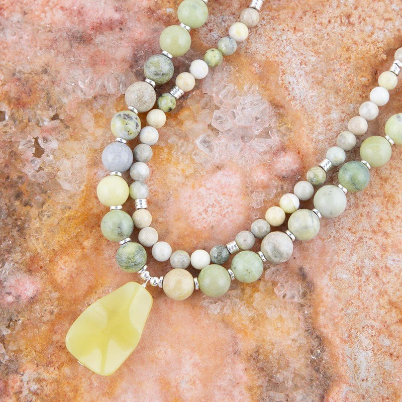 Chartruese Green Lemon Jade Statement Necklace - Barse Jewelry