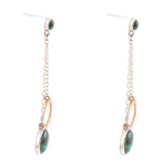 Circle Green Malachite and Two-Toned Metal Dangle Earrings - Barse Jewelry