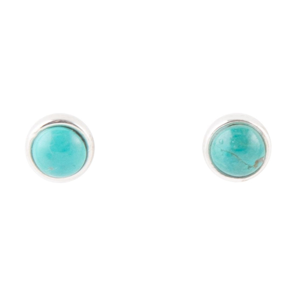 Dainty Dot Turquoise and Silver Earrings - Barse Jewelry