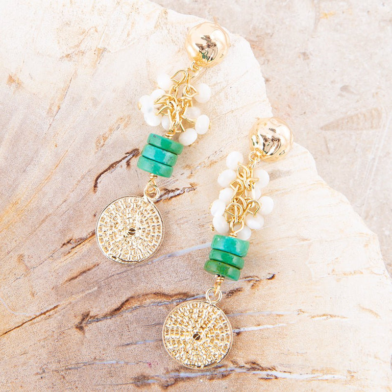 Dani Turquoise and Shell Drop Earrings - Barse Jewelry