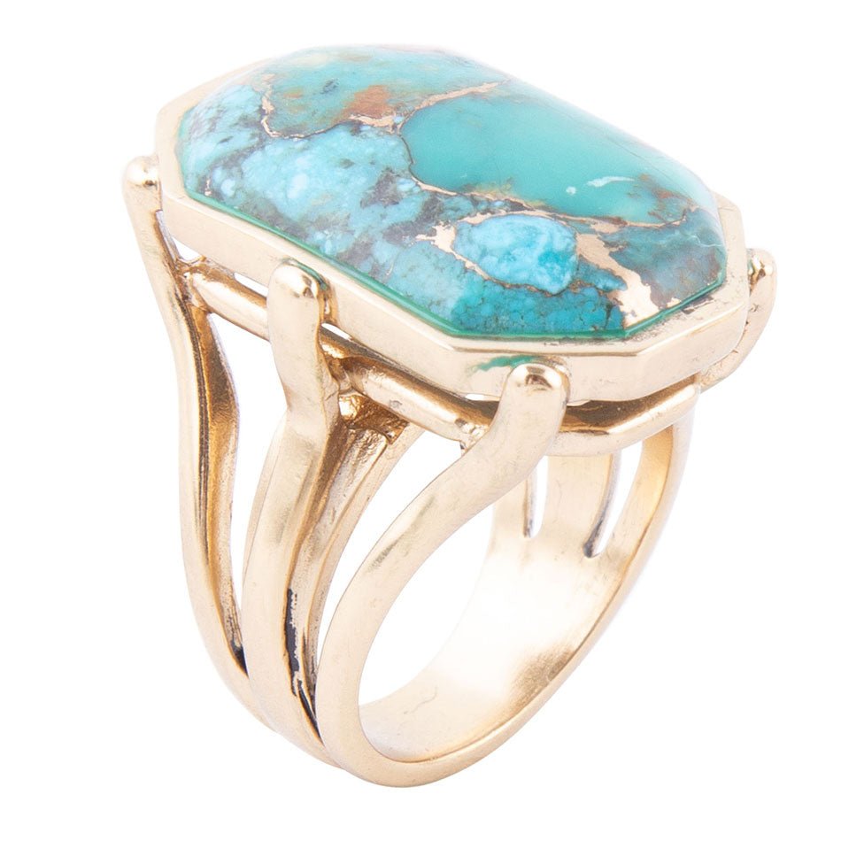 Dolce Teal Turquoise Matrix Ring - Barse Jewelry