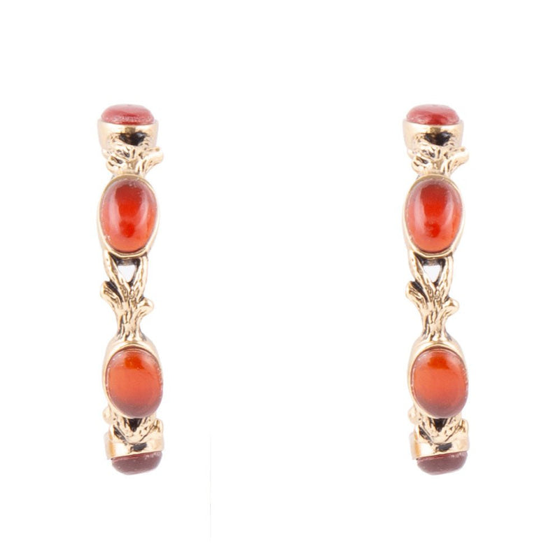 Enchanted Leaves Carnelian Hoop Earrings - Barse Jewelry