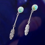 Feather Turquoise and Sterling Silver Earrings - Barse Jewelry