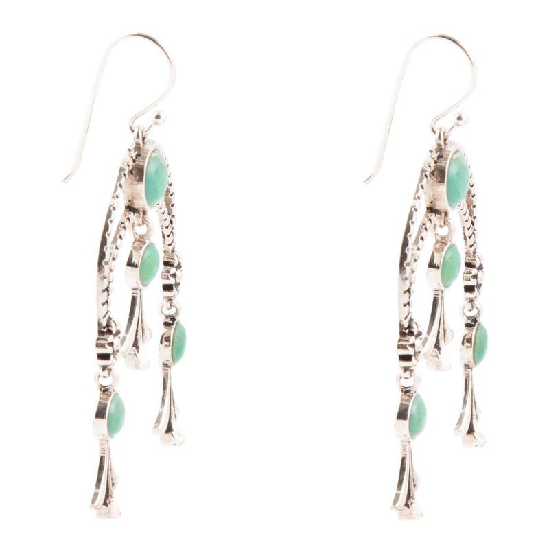 Floral Chandelier Turquoise and Sterling Silver Earrings - Barse Jewelry