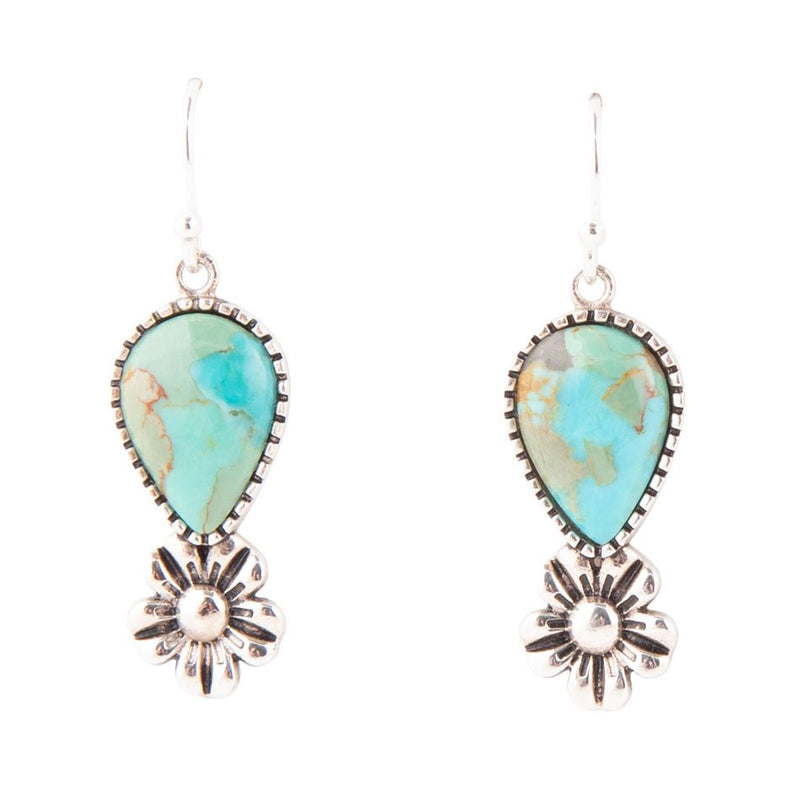 Floral Turquoise and Sterling Silver Earrings - Barse Jewelry