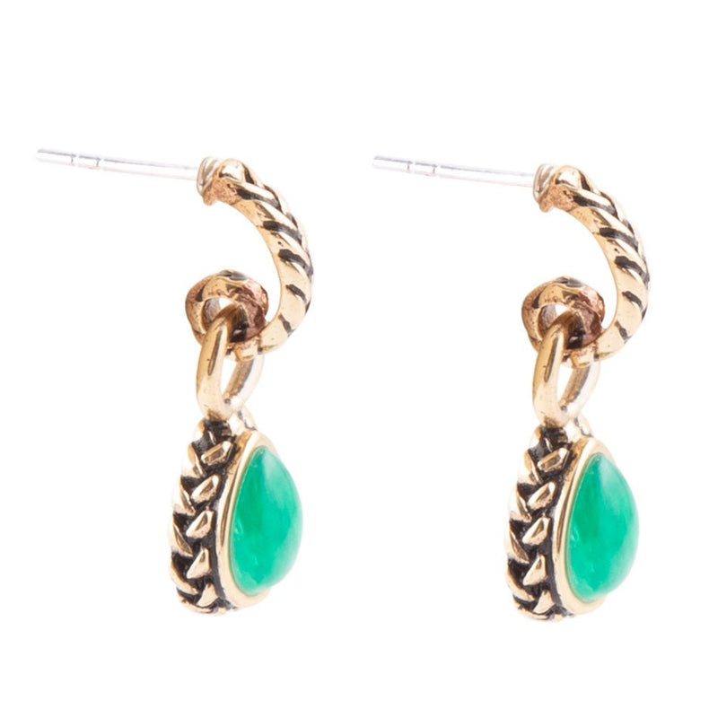 Green Onyx and Bronze Roped Charm Earrings - Barse Jewelry