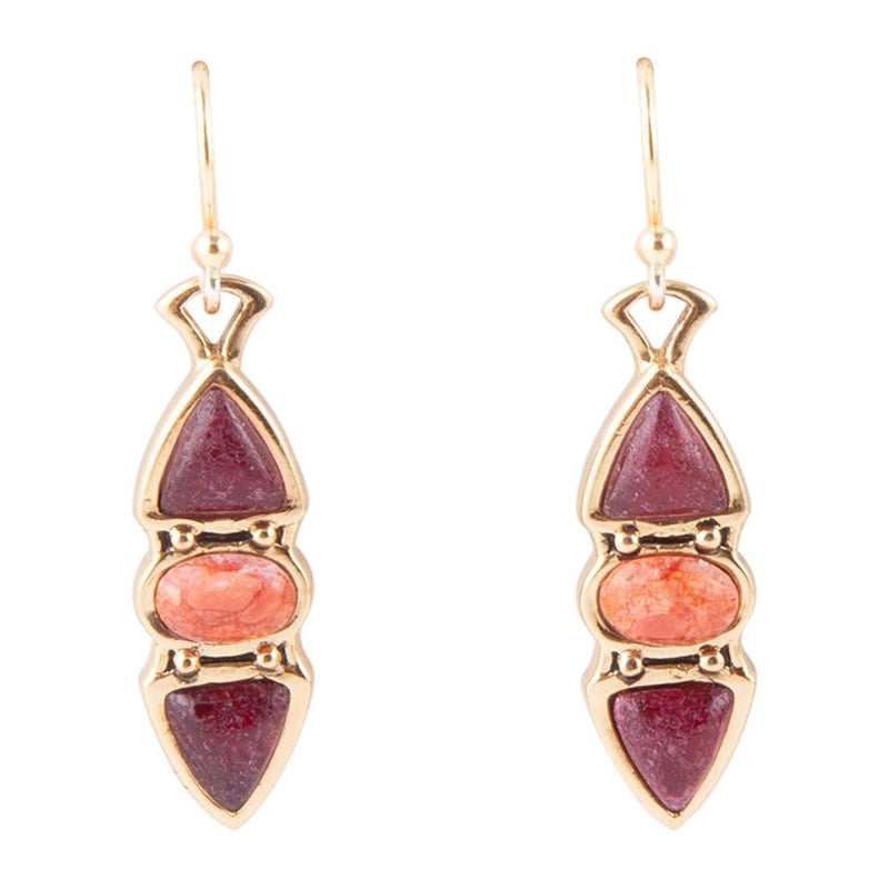 Hit a Triple Bordeaux Quartz Earring - Barse Jewelry