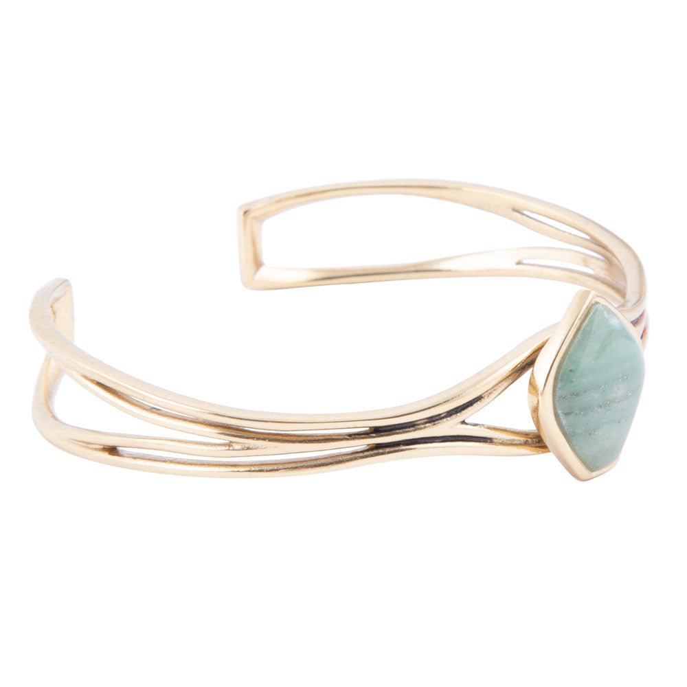 Hush Aventurine and Bronze Cuff Bracelet - Barse Jewelry