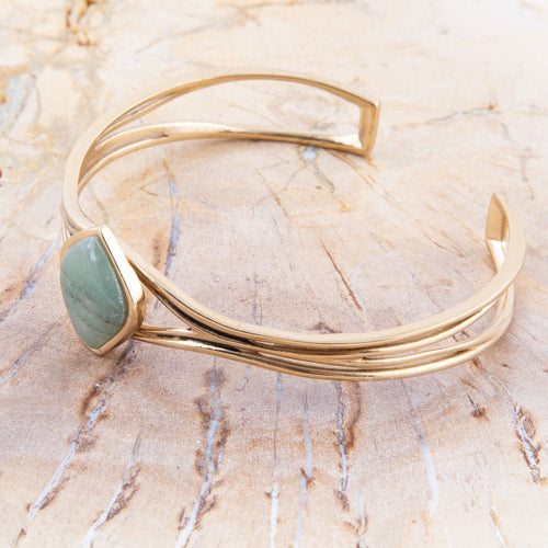 Hush Aventurine and Bronze Cuff Bracelet - Barse Jewelry