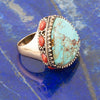 Imara Turquoise and Coral Chunky Ring - Barse Jewelry