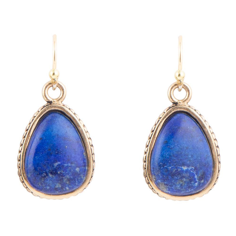 Lapis and Bronze Roped Teardrop Earrings - Barse Jewelry