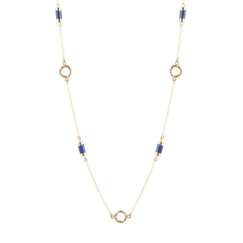 Long Delicate Lapis and Bronze Necklace - Barse Jewelry