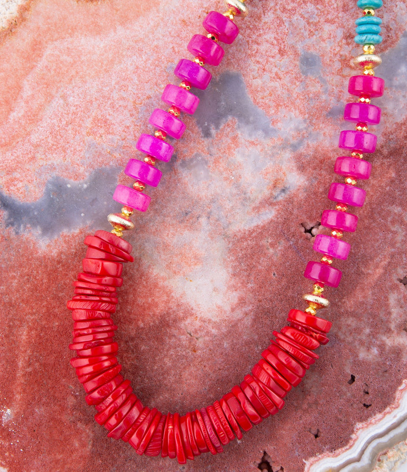 Mija Red Coral Chunky Necklace - Barse Jewelry