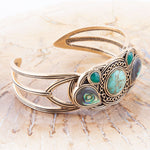 Multi-Stone and Bronze Cuff Bracelet - Barse Jewelry