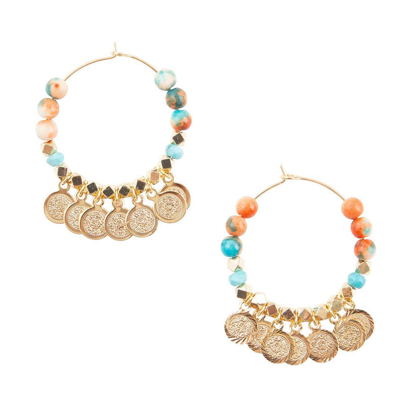 Ocean Jade Charm Hoops - Barse Jewelry