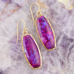 Odyssey Long Purple Turquoise and Bronze Statement Earrings - Barse Jewelry