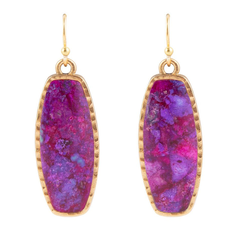 Odyssey Long Purple Turquoise and Bronze Statement Earrings - Barse Jewelry