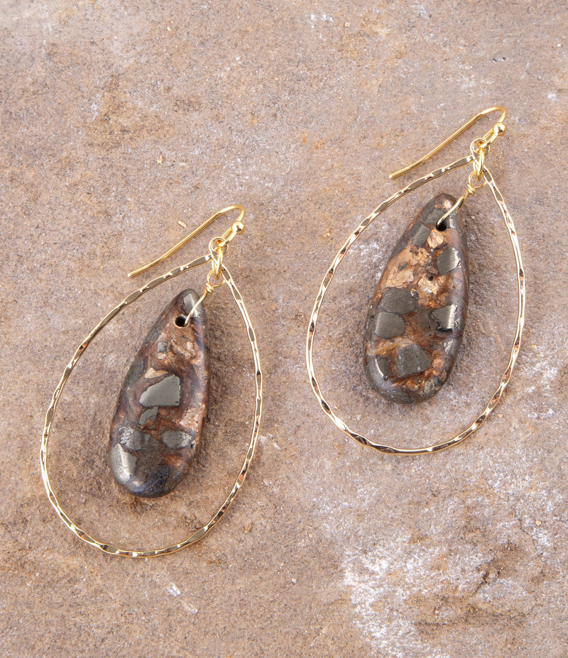 Onyx Matrix Teardrop Statement Earring - Barse Jewelry