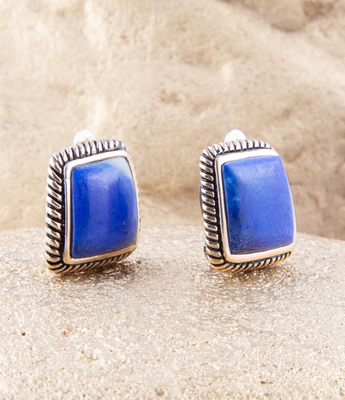 Clip earrings with factory lapis lazuli, blue earrings