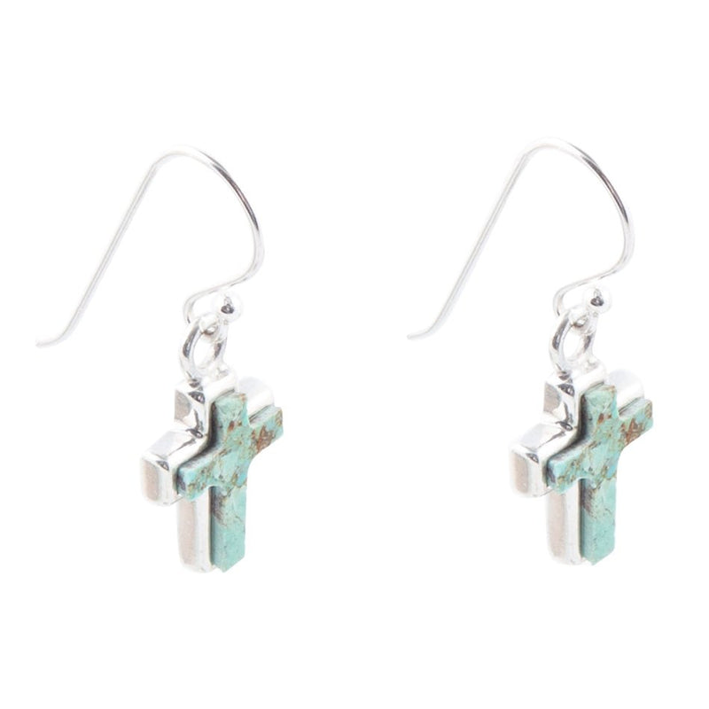 Touch of Turquoise Cross Earring - Barse Jewelry