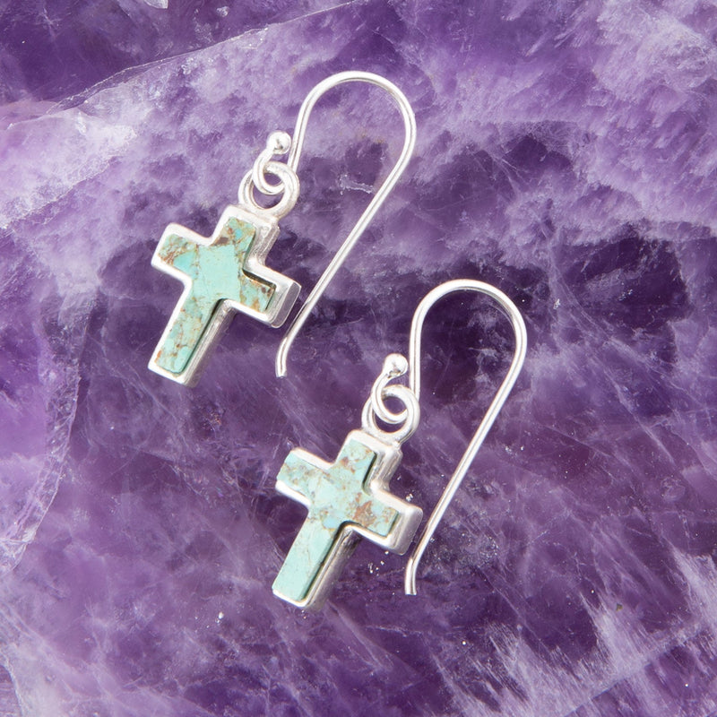 Touch of Turquoise Cross Earring - Barse Jewelry