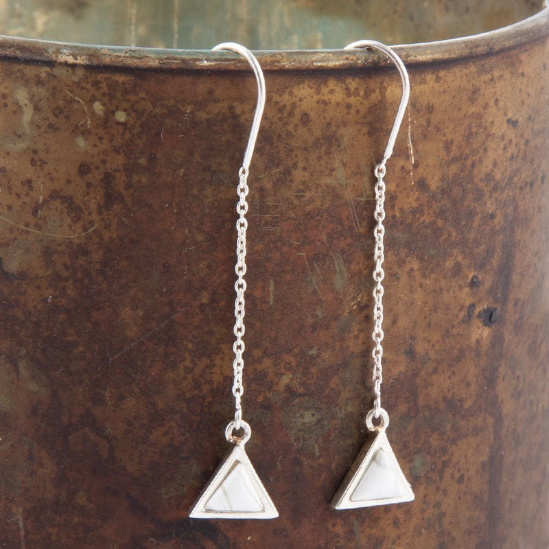 Triangle Threader White Howlite and Sterling Silver Earrings - Barse Jewelry