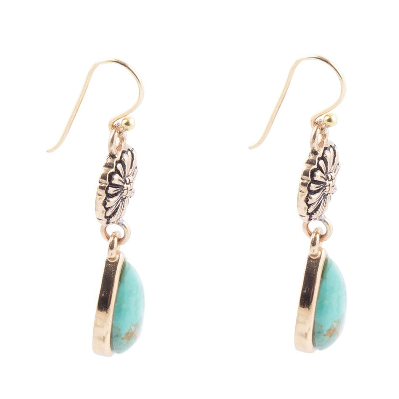 Turquoise Floral Drop Earrings - Barse Jewelry